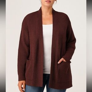 Eileen Fisher Merino Wool Swing Cardigan Sweater Oversized Lagenlook Small